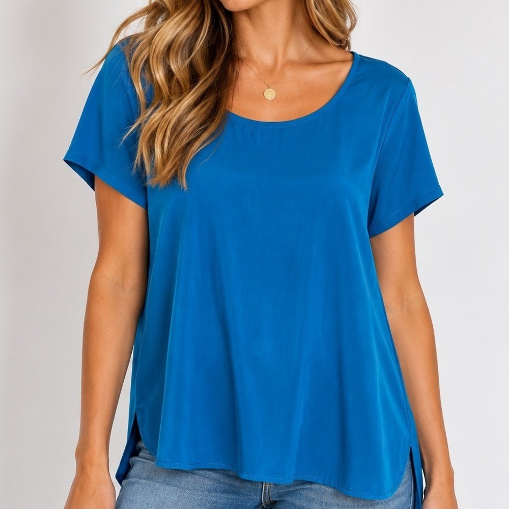 Eileen Fisher Silk Boat Neck Blouse Quiet Luxury Old Money Soft Girl Preppy Chic